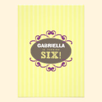 Chic Turning 6 Birthday Party Invitation (yellow) invitations