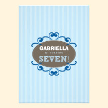 Chic Turning 7 Birthday Party Invitation (blue) invitations