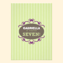 Chic Turning 7 Birthday Party Invitation (green) invitations