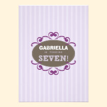 Chic Turning 7 Birthday Party Invitation (purple) invitations