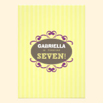 Chic Turning 7 Birthday Party Invitation (yellow) invitations