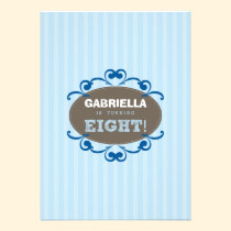 Chic Turning 8 Birthday Party Invitation (blue) invitations