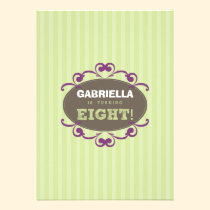 Chic Turning 8 Birthday Party Invitation (green) invitations