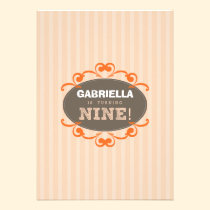 Chic Turning 9 Birthday Party Invitation (peach) invitations