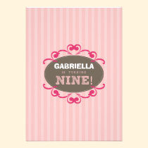 Chic Turning 9 Birthday Party Invitation (pink) invitations