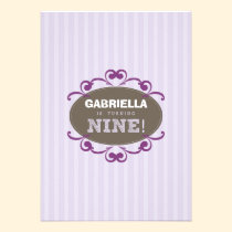 Chic Turning 9 Birthday Party Invitation (purple) invitations