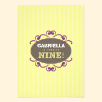 Chic Turning 9 Birthday Party Invitation (yellow) invitations
