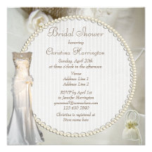 Chic Vintage Wedding Gown Bridal Shower Personalised Announcement