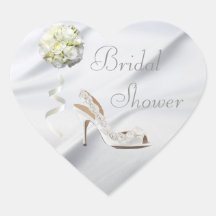 Chic Wedding Shoe & Bouquet Bridal Shower Heart Stickers