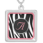 Chic Zebra Print Pink Monogram necklace necklaces