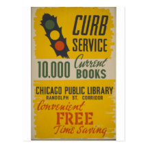 Chicago Public Library Curb Service Poster Postcards