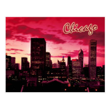 Chicago Skyline at Dusk Post Cards