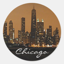 Chicago Skyline at night at John Hancock Centre Sticker