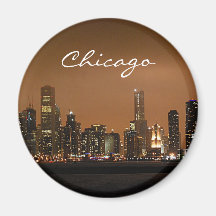 Chicago Skyline at night at Navy Pier Magnet