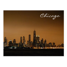 Chicago Skyline at Night Postcards