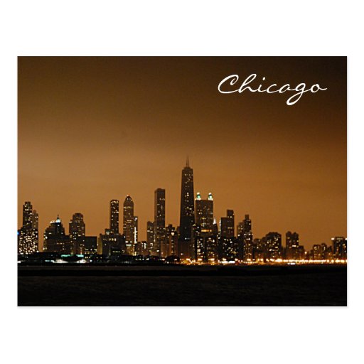 Chicago Skyline at Night Postcards