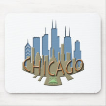 Chicago Skyline newwave beachy Mousepads