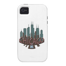 Chicago Skyline newwave chocolate iPhone 4 Case