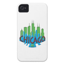 Chicago Skyline newwave primary iPhone 4 Cases