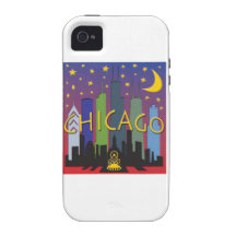 Chicago Skyline nightlife Case-Mate iPhone 4 Cases