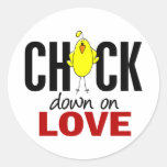 Chick Down On Love Round Sticker