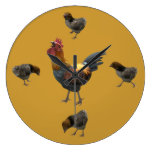 Chicken Farm Rooster and Baby Chicks  Design Clock
