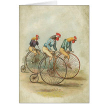 Chickens on Vintage Bikes Greeting Card