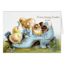 Chicks in a Shoe Vintage Easter Card