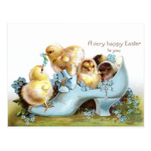 Chicks in a Shoe Vintage Easter Card Postcard