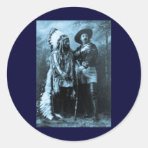 Chief Sitting Bull and Buffalo Bill 1895 Round Sticker