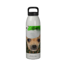 Chihuahua Christmas Wreath & Hat Reusable Water Bottles