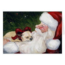 "Chihuahua Cosy Christmas" Dog Art Greeting Card