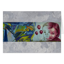 Child & baloons graffiti art cards