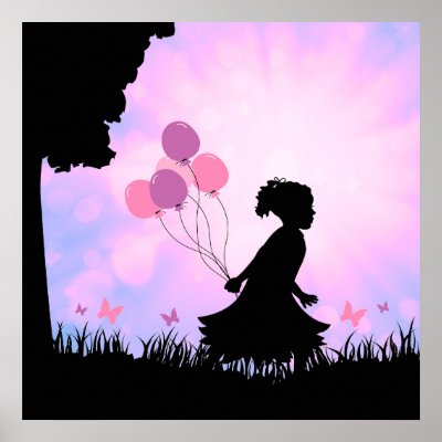 girl balloon silhouette