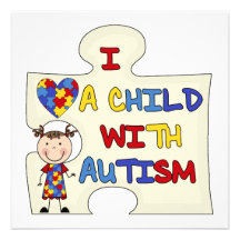Child WIth Autism Brunette Girl 2 Custom Announcement