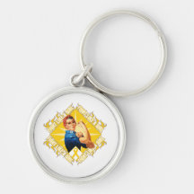 Childhood Cancer Fight Rosie The Riveter Keychain