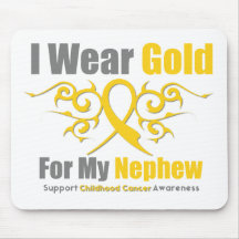 CHILDHOOD CANCER Gold Tribal Ribbon Nephew Mouse Pads