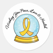Childhood Cancer Merry Christmas Snowglobe Stickers
