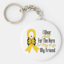 Childhood Cancer Ribbon My Hero My Friend Keychains