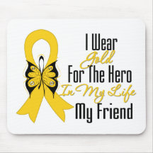 Childhood Cancer Ribbon My Hero My Friend Mouse Mat