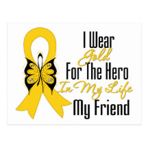 Childhood Cancer Ribbon My Hero My Friend Postcards