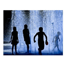 Children at Play Blue Postcard