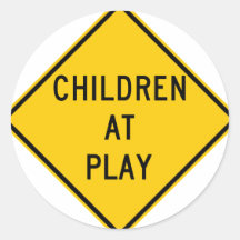 Children at Play Highway Sign Sticker