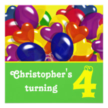 Children's birthday party balloons "any age" personalized announcement
