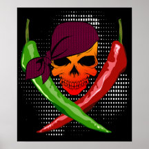 Chilli Pepper Pirate $24.95 Vector Art Poster