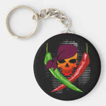 Chilli Pepper Skull & Cross-Peppers $8.95 Key Chai Key Chains