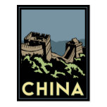 china great wall asia art deco retro travel post cards