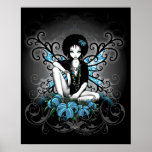 China Retro Teal Lilly Afro Fae Poster
