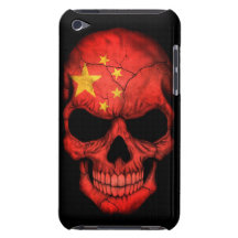 Chinese Flag Skull on Black iPod Case-Mate Case