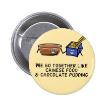 Chinese Food and Chocolate Pudding Pinback Buttons